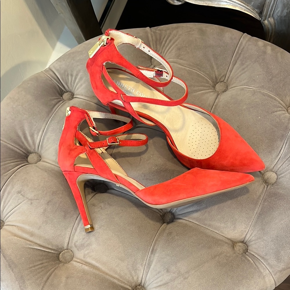 KENNETH COLE NY RED SUEDE STILETTO HEELS/ 7.5 LIKE BRAND NEW